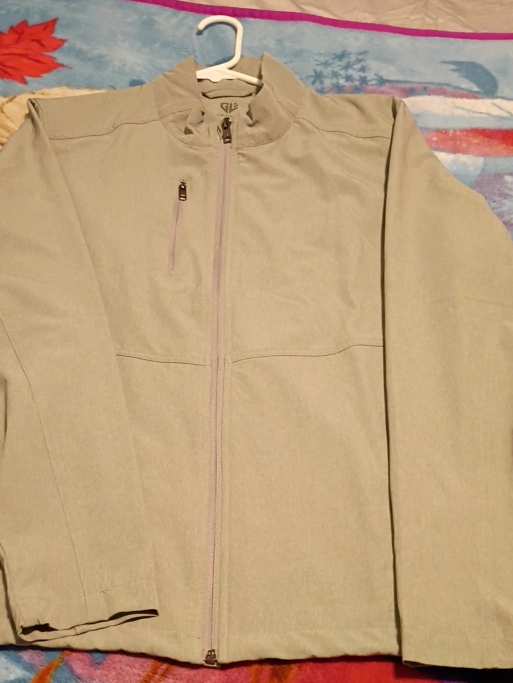 GRAHAM LUXE Full Zip Jacket Mock Neck Mens M Gray Golf Zip Pockets Lightweight